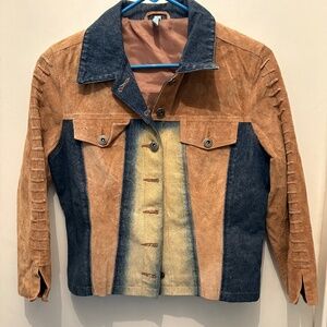 Denim & Leather Jacket by Pow Wow size Small